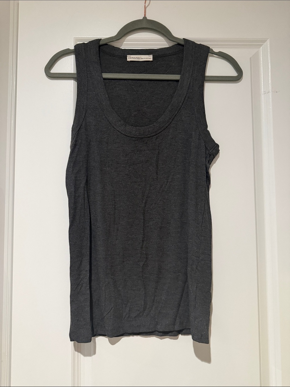 Zenana Outfitters Dark Charcoal Scoop Neck Tank - Large NWOT